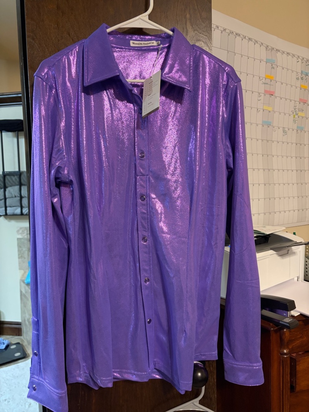 NWT Ran h Dress’n purple metallic long sleeve XLG